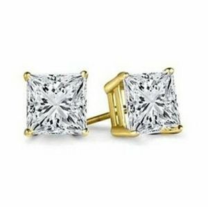 💎Solid 14k Gold Princess Cut Swarovski Studs💎